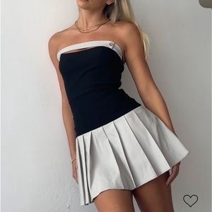 never wornMOTELROCKS Lisma Bandeau Cut Out Mini Dress in Black and Gray Size XS